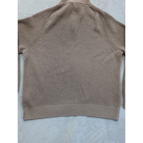 J Crew Mens XL Tan Waffle Texture Cotton Knit 1/4 Zip Sweater Pullover - Picture 16 of 16